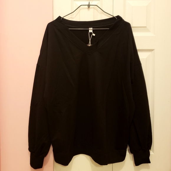 Slouchy V-Neck Sweatshirt - Picture 2 of 5